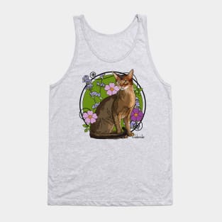 Abyssinian Cat with Beach Roses Tank Top
